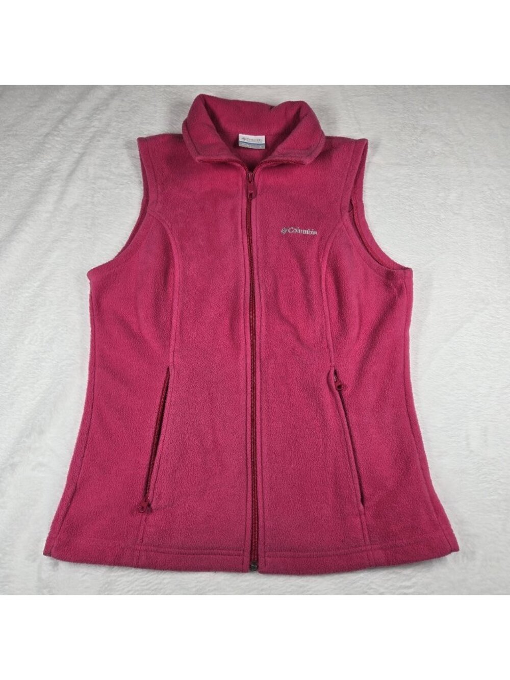 Columbia Vest Womens Size Small Pink Full Zip Fleece Mountain Lightweight Benton